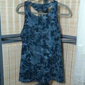 Old Navy Active Black & Gray Leaf Print Workout Tank with Bra